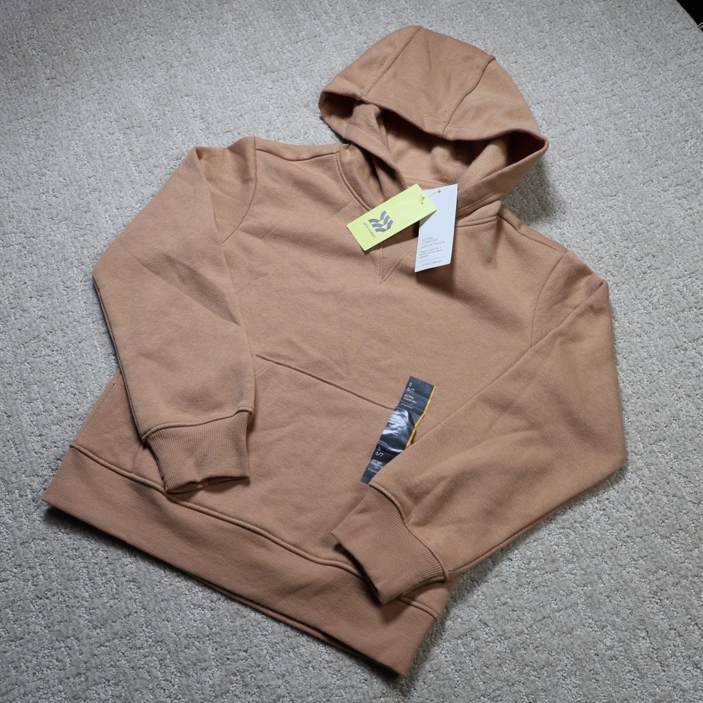 All in Motion Kids Active Comfort Pullover Hoodie Khaki Brown S 6/7 039 07 0199